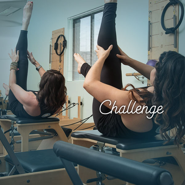 Challenge Class Pilatestry Studios’ Challenge classes are designed to ‘challenge’ your Pilates practise as well as challenge your mind. Combining advanced movement with small apparatus and fluid transitions, your trained instructor will have you feeling ‘the burn’ in all the right places.