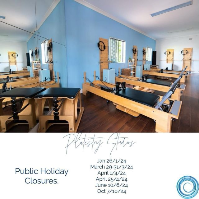 We love a public holiday just as much as you do. It allows us to regroup, finish off those pesky projects or just chill out with family and friends. 

Add the studio closures to your calendar to make your scheduling easier. Any questions email us office@pilatestrystudios.com.au

#pilatestrystudios #northwilloughby #publicholidays #reformer #community #springboard #chair
