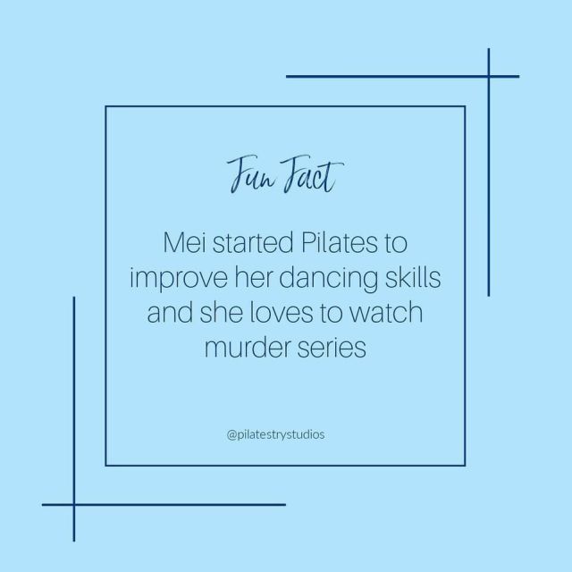A little fun fact about Mei! Don’t forget to schedule class with her this afternoon from 4:30pm - 7:30pm 

Remember we will be closed on Thursday so come get some this afternoon! 

#pilatestrystudios #funfacts #inspire #evolve #challenge #reformer #chair #springboard